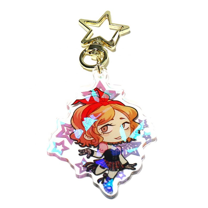 Custom Clear Acrylic Keychain Logo Cartoon Epoxy Keychain Charm Pin Stand Plastic Key Chain Anime Acrylic Keychain Custom