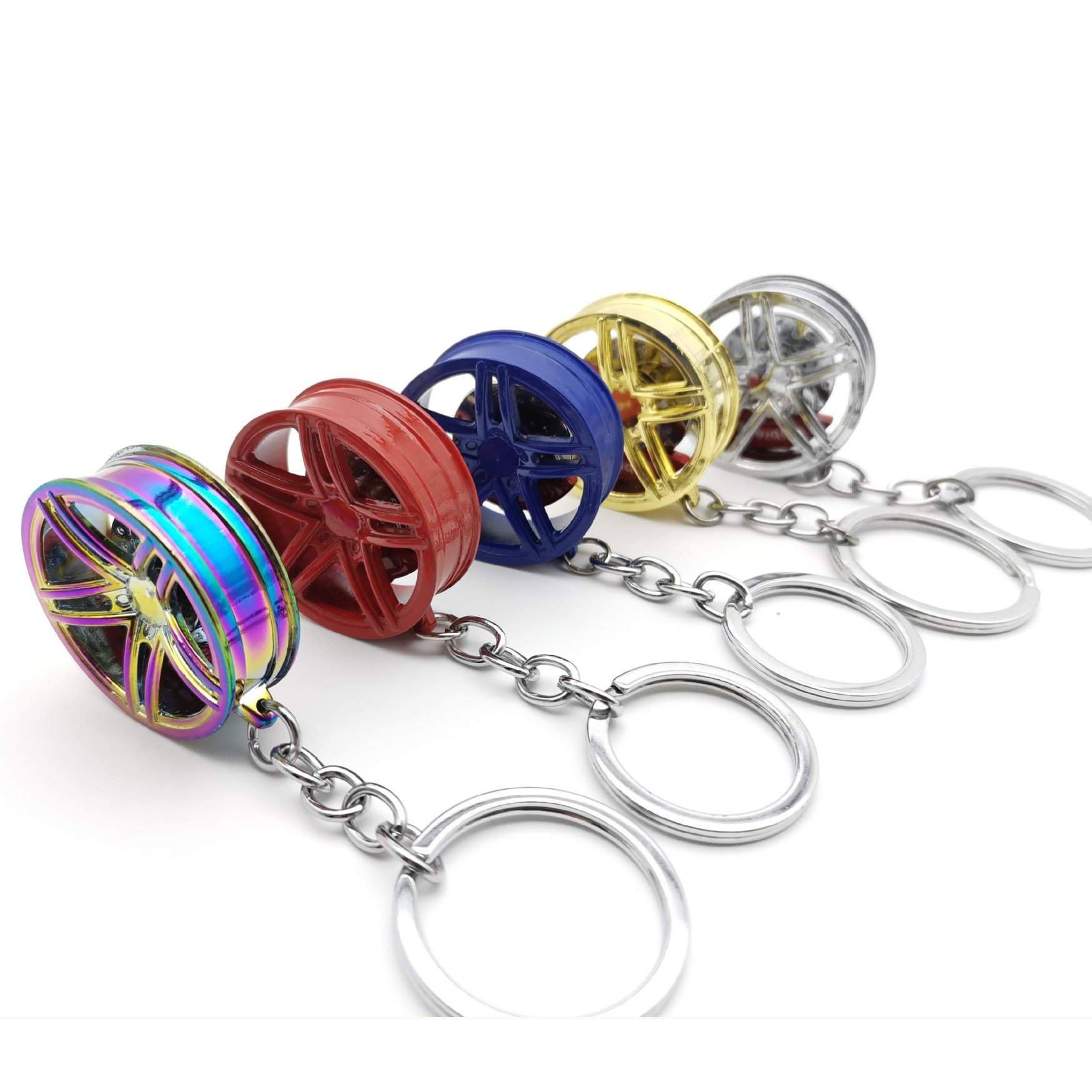 High quality golden supplier car part keychain tool metal cars accessories wheel hub key chain