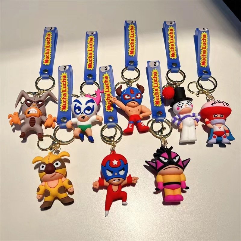 8 design Creative Cartoon Mugha Lucha Keychain Cute Mucha Lucha Peripheral Keychain Men's and Women's Bag Accessories