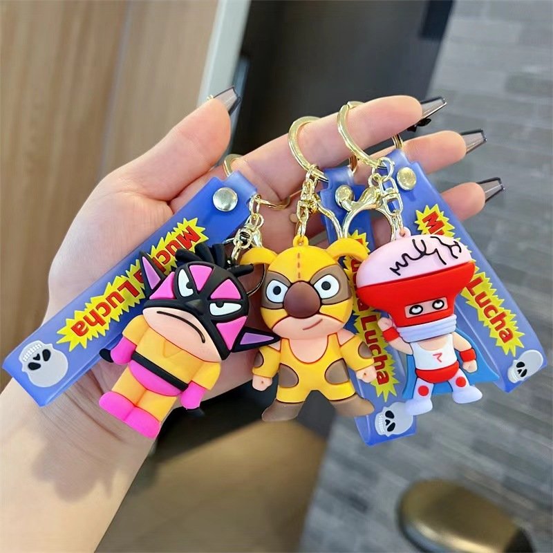 8 design Creative Cartoon Mugha Lucha Keychain Cute Mucha Lucha Peripheral Keychain Men's and Women's Bag Accessories