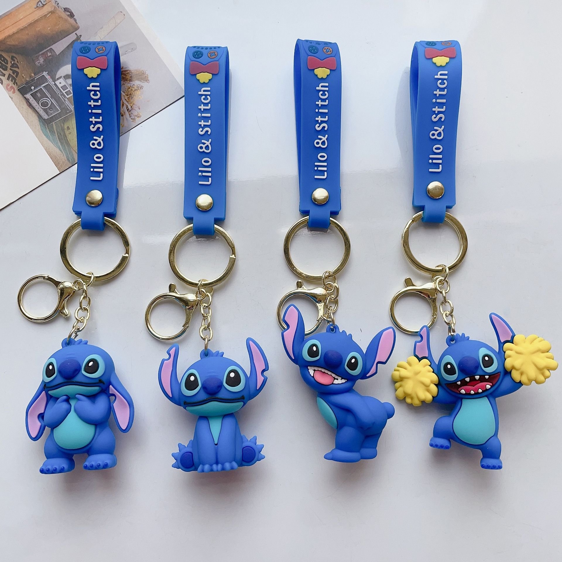 Wholesale Cute Cartoon Lilo & Stitch Collection 3D Soft PVC Rubber Keychain Pendant Accessories Anime Stitch Keychain