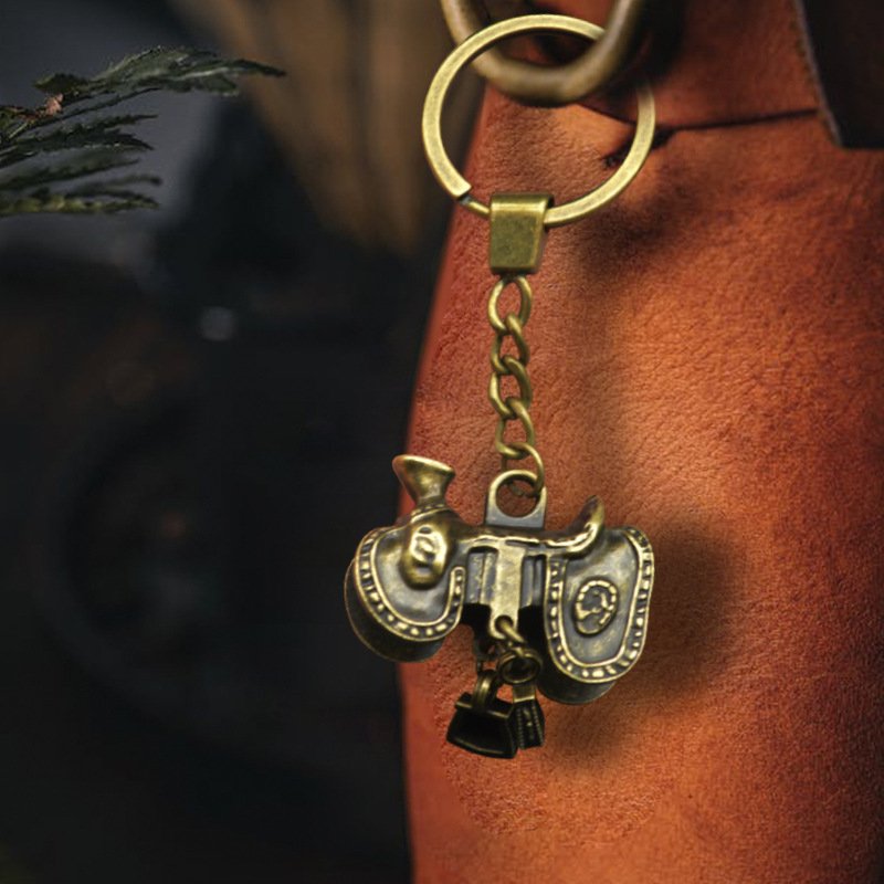 Vintage Saddle Keychain Business Promotional Gift Harness Accessories Souvenir Car Key Ring for Men