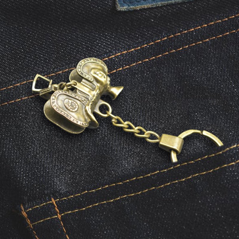 Vintage Saddle Keychain Business Promotional Gift Harness Accessories Souvenir Car Key Ring for Men