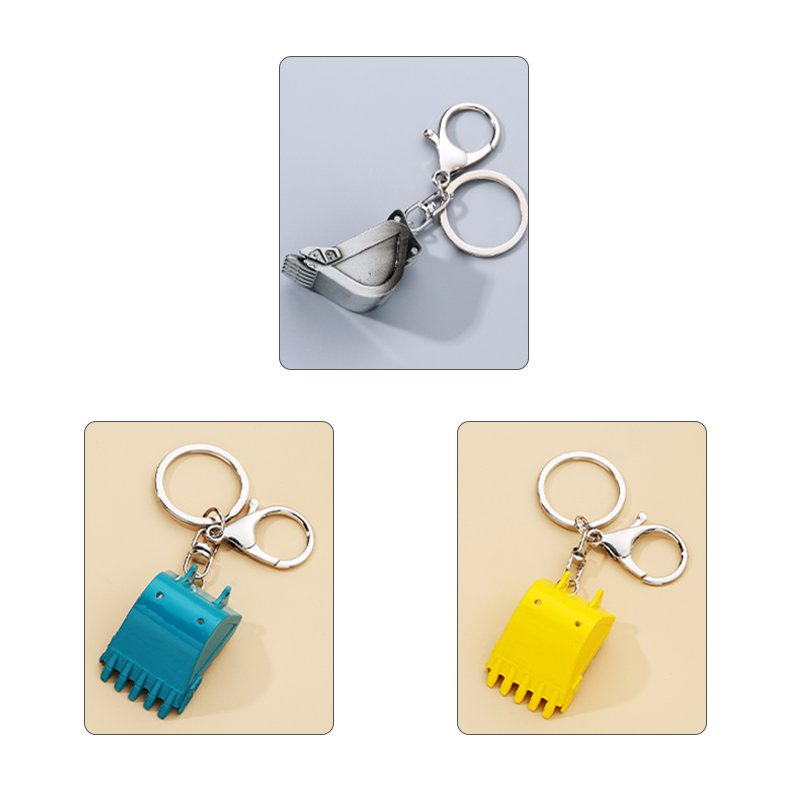 Creative three-dimensional excavator keychain car key charm accessories alloy material key ring quality assurance metal is not e