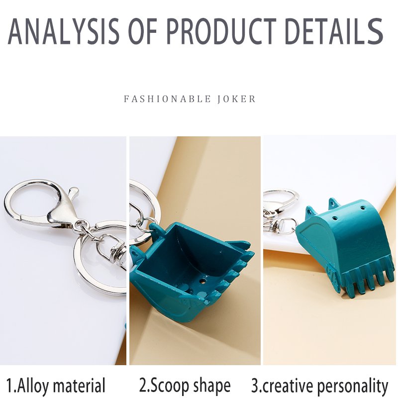 Creative three-dimensional excavator keychain car key charm accessories alloy material key ring quality assurance metal is not e