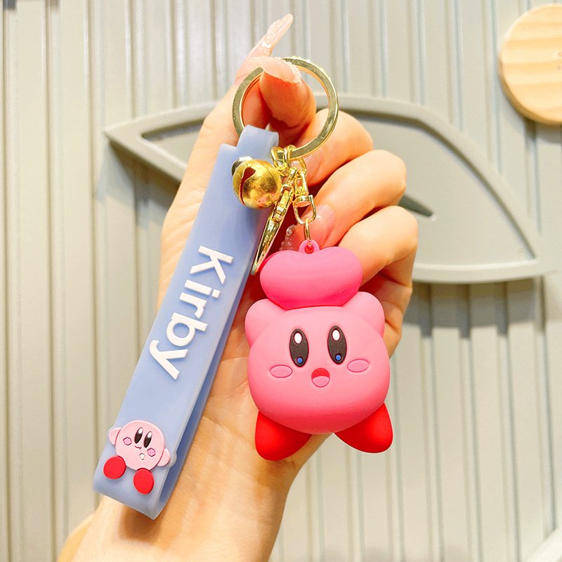 Cartoon Design Kirby Keychain 3D PVC Knapsack Accessories Key Chain Pendant Kid's Gift Car Key Chain