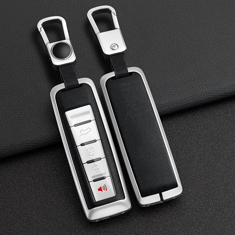Metal+3D Leather Car Key Cover Case Auto Key Shell Fob Protector with Key Chain Suitable for WEY Accessories