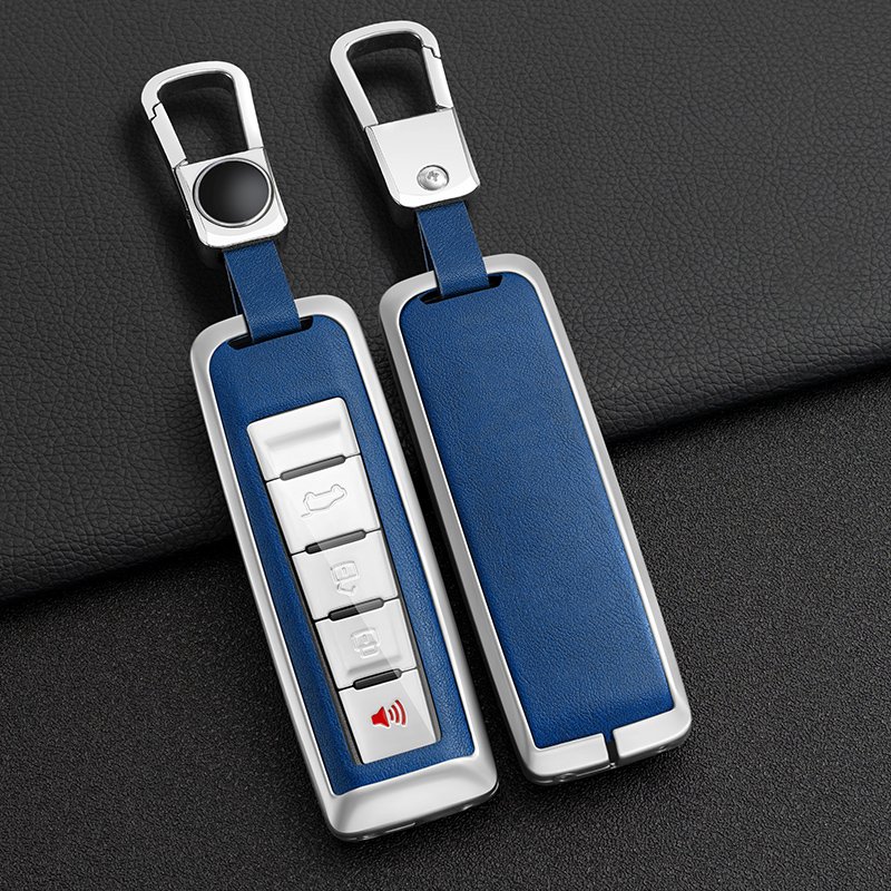 Metal+3D Leather Car Key Cover Case Auto Key Shell Fob Protector with Key Chain Suitable for WEY Accessories