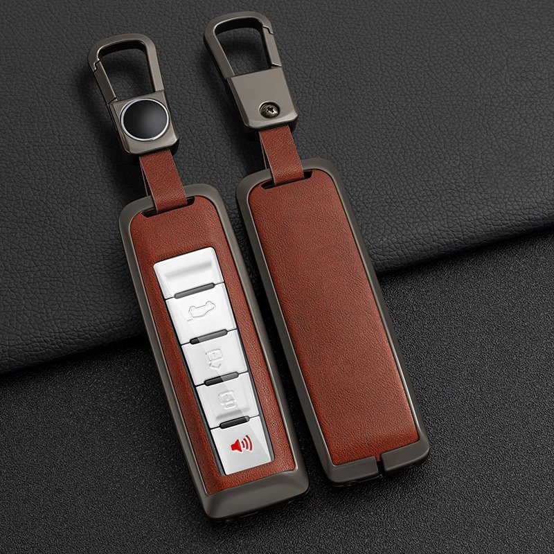 Metal+3D Leather Car Key Cover Case Auto Key Shell Fob Protector with Key Chain Suitable for WEY Accessories