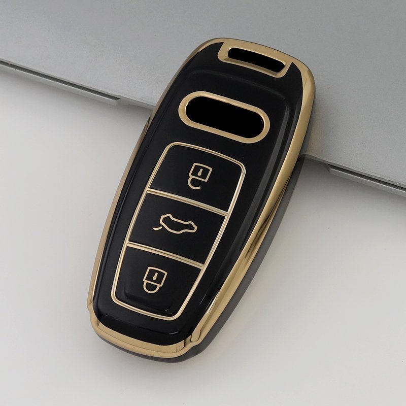 Golden-edge Key Fob Cover for Audi Q7 2021 2020 Q8 A8 A6 A7 Etron,RS3 A3 Sportback 2022 Accessories Keyless Smart Key Case Shell