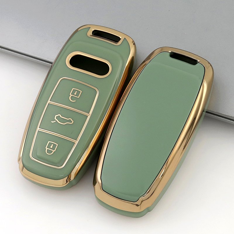 Golden-edge Key Fob Cover for Audi Q7 2021 2020 Q8 A8 A6 A7 Etron,RS3 A3 Sportback 2022 Accessories Keyless Smart Key Case Shell