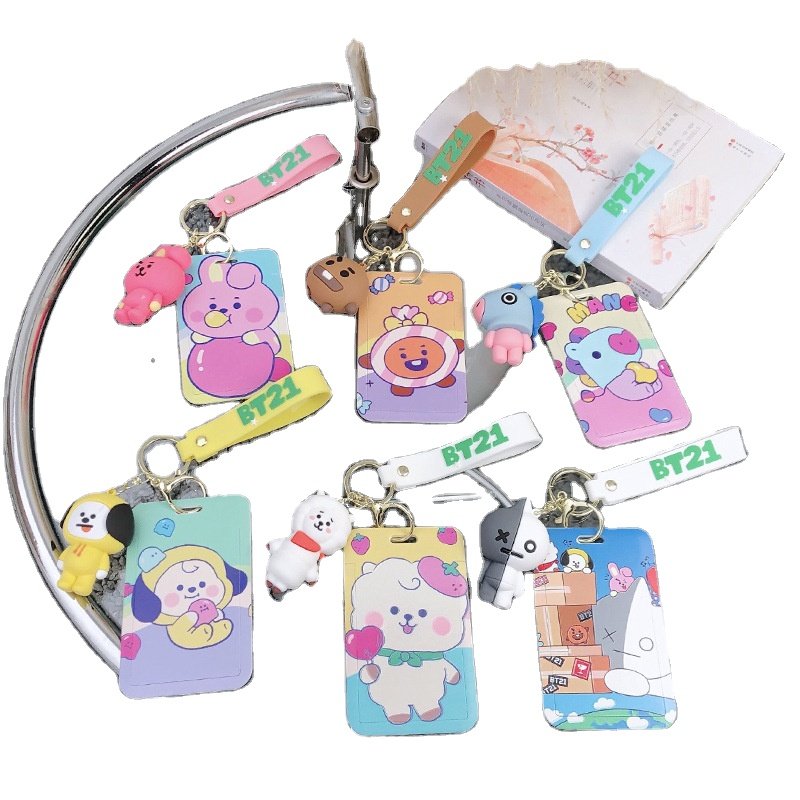 High quality Q-version bulletproof youth peripheral doll keychain hanging accessory BT21 zero wallet car keychain wholesale