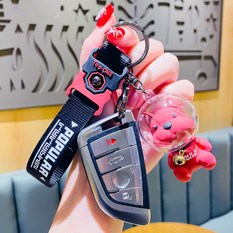 PVC 3D Cartoon Creative Space law dog fighting trend car key chain backpack pendant Soft Rubber Car Backpack Doll Accessories