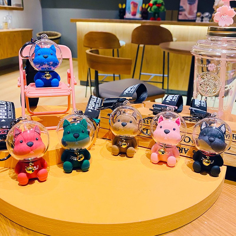 PVC 3D Cartoon Creative Space law dog fighting trend car key chain backpack pendant Soft Rubber Car Backpack Doll Accessories