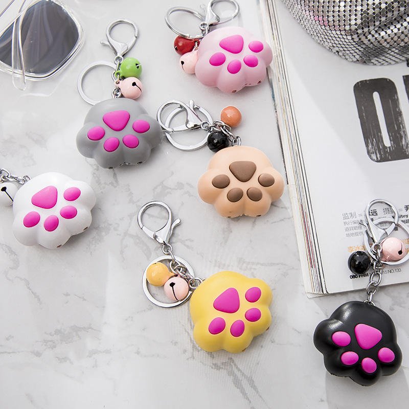 Wholesale Cute Cat Paw Feet Key Chain With Sound Led Light Bag Pendant Women Girls Keychains