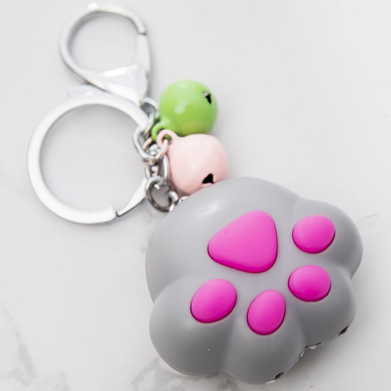 Wholesale Cute Cat Paw Feet Key Chain With Sound Led Light Bag Pendant Women Girls Keychains