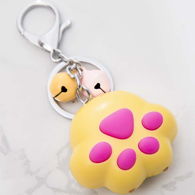 Wholesale Cute Cat Paw Feet Key Chain With Sound Led Light Bag Pendant Women Girls Keychains