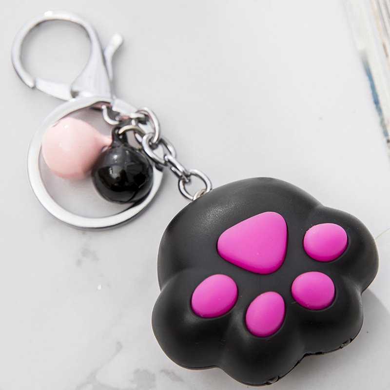 Wholesale Cute Cat Paw Feet Key Chain With Sound Led Light Bag Pendant Women Girls Keychains