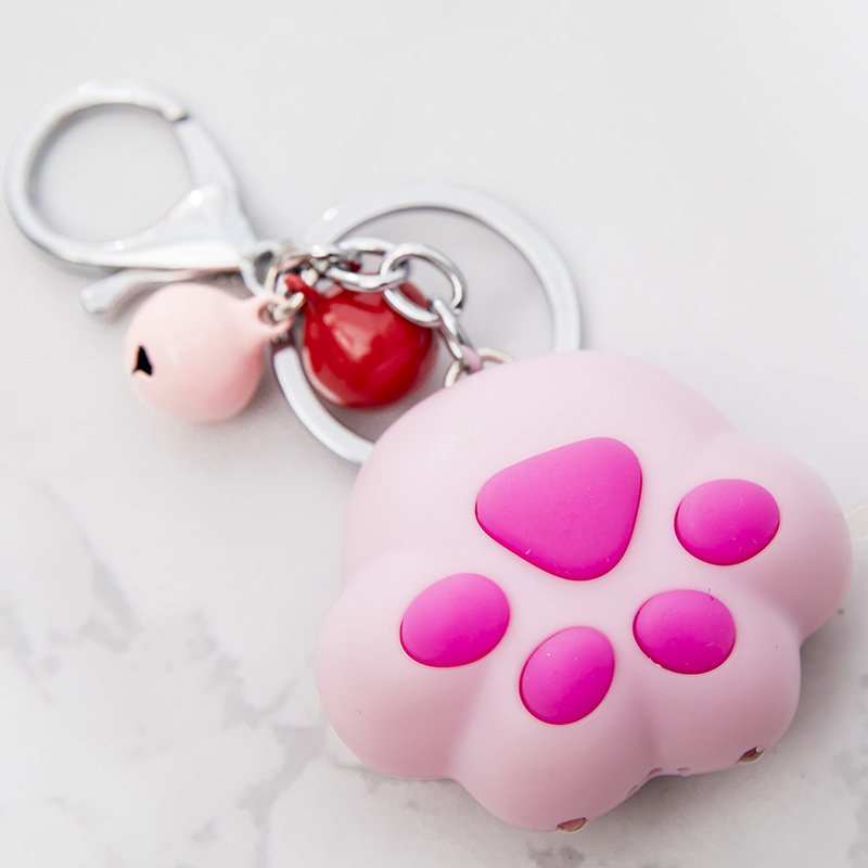 Wholesale Cute Cat Paw Feet Key Chain With Sound Led Light Bag Pendant Women Girls Keychains