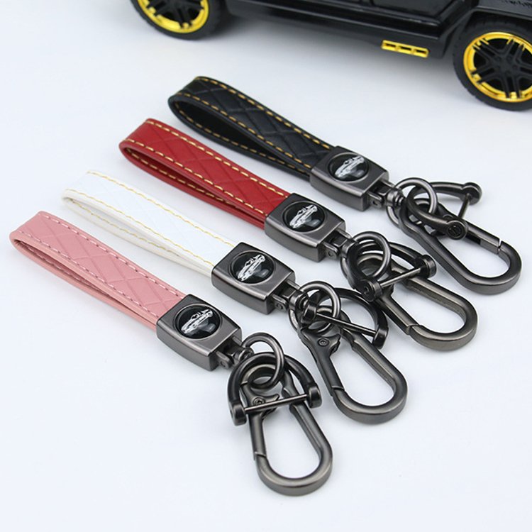 Luxury Genuine Leather Plaid Keychain 5 Colors Women Men Black Buckle Car Key Chain Holder Jewelry Gift Chaveiro Car keychain