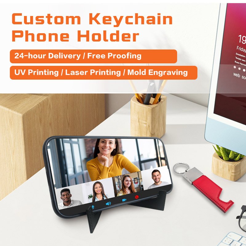 Custom Key Chain Souvenir Safety Personalized Phone Holder Ring Leather Sublimation Blank chain Metal