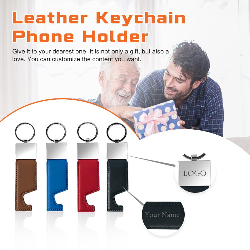 Custom Key Chain Souvenir Safety Personalized Phone Holder Ring Leather Sublimation Blank chain Metal