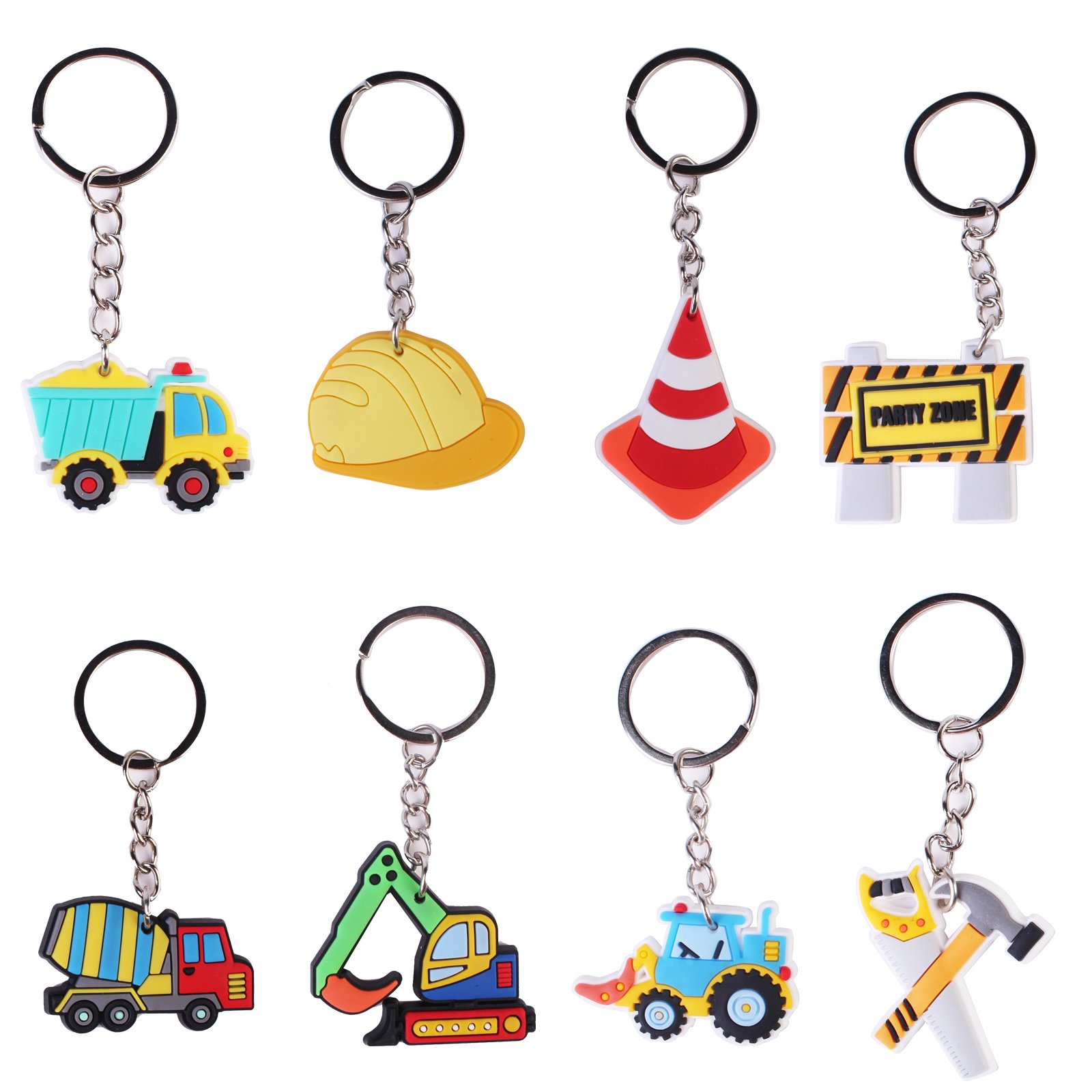 Wholesale 2D PVC Key Chains Custom Creative New Arrival Cool Building Earthmoving Car Excavator Digger Key Chains Gift for Kid