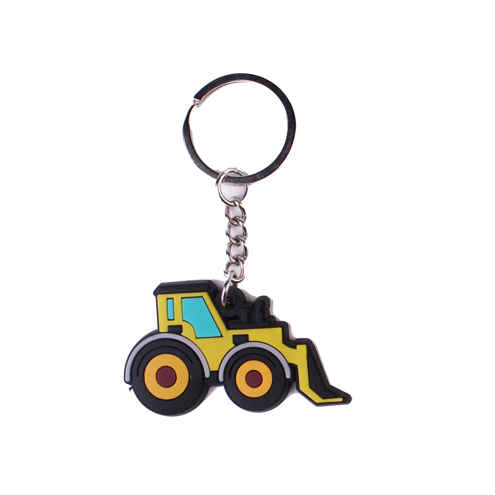 Wholesale 2D PVC Key Chains Custom Creative New Arrival Cool Building Earthmoving Car Excavator Digger Key Chains Gift for Kid
