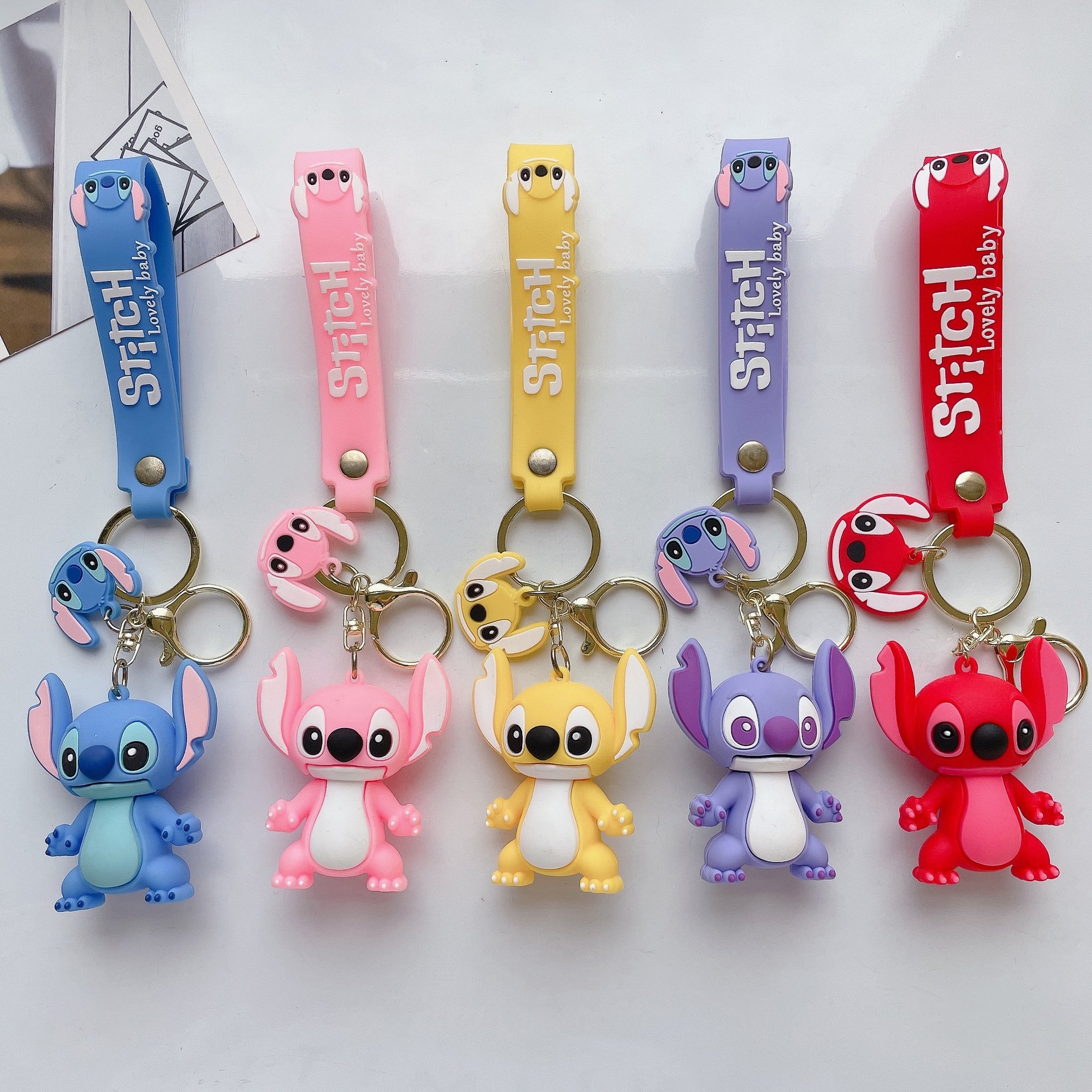 Cartoon PVC Pendant Lilo & stitch Keychain For Backpack decoration 3d Pvc Cute Anime Kawaii Keychain Cartoon Key Chain