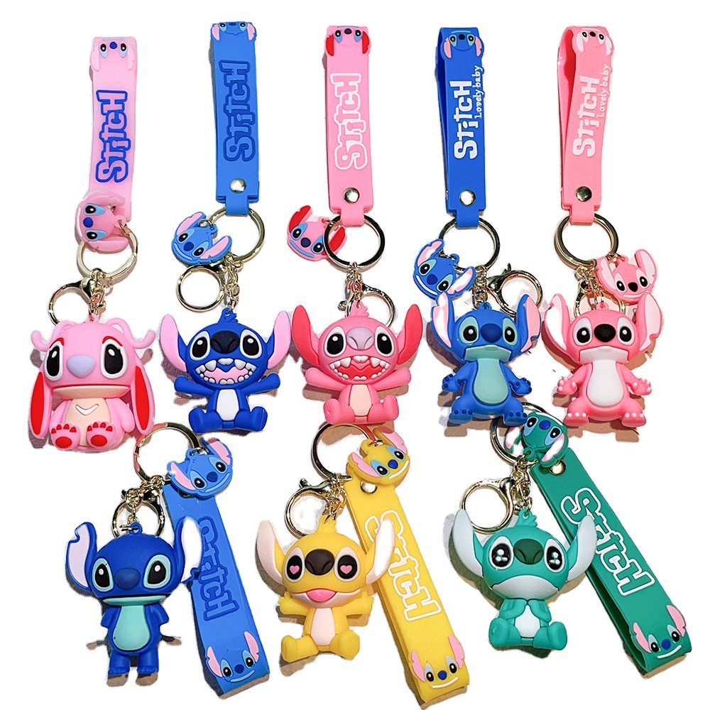 Cartoon PVC Pendant Lilo & stitch Keychain For Backpack decoration 3d Pvc Cute Anime Kawaii Keychain Cartoon Key Chain