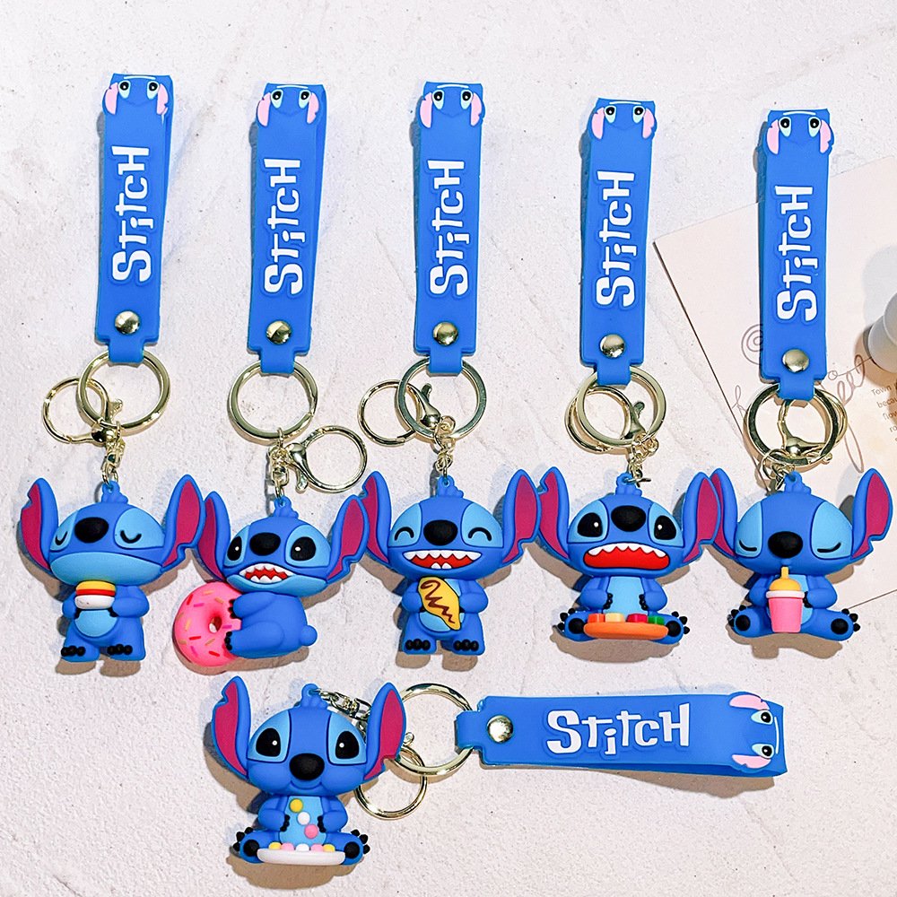 Cartoon PVC Pendant Lilo & stitch Keychain For Backpack decoration 3d Pvc Cute Anime Kawaii Keychain Cartoon Key Chain