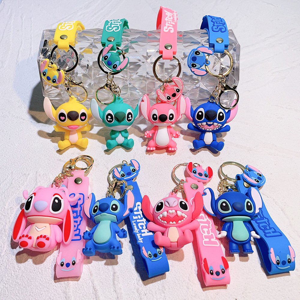 Cartoon PVC Pendant Lilo & stitch Keychain For Backpack decoration 3d Pvc Cute Anime Kawaii Keychain Cartoon Key Chain