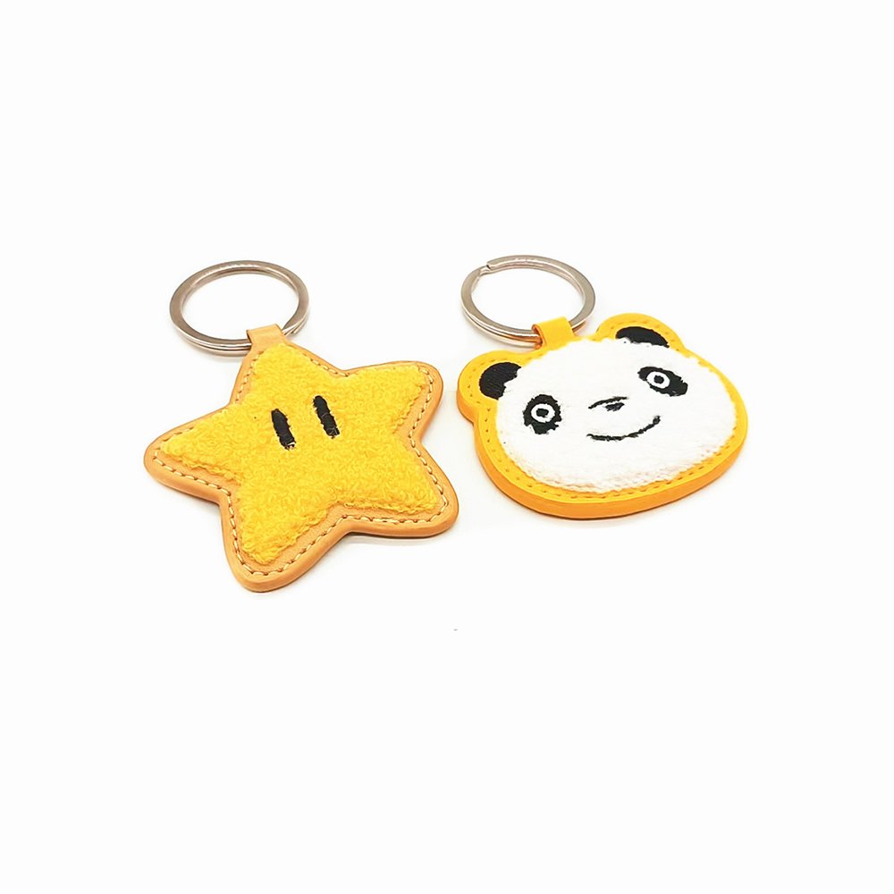 PU Towel Embroidery Design Keychain for Women, Cute Girls Key Chain, Key Chains Accessories for Car Keys