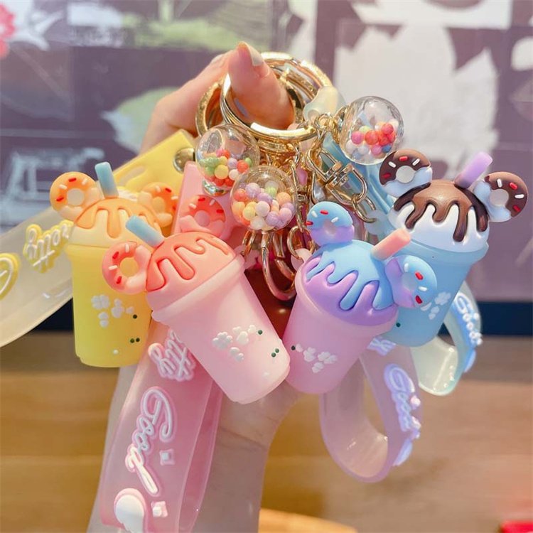 Promotional kids girls gifts creative cartoon cute charm ice cream keychain