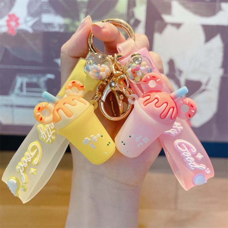 Promotional kids girls gifts creative cartoon cute charm ice cream keychain