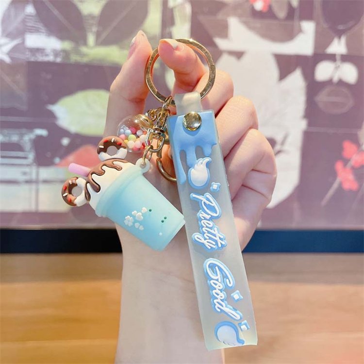 Promotional kids girls gifts creative cartoon cute charm ice cream keychain