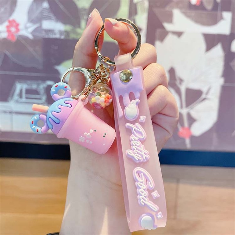 Promotional kids girls gifts creative cartoon cute charm ice cream keychain