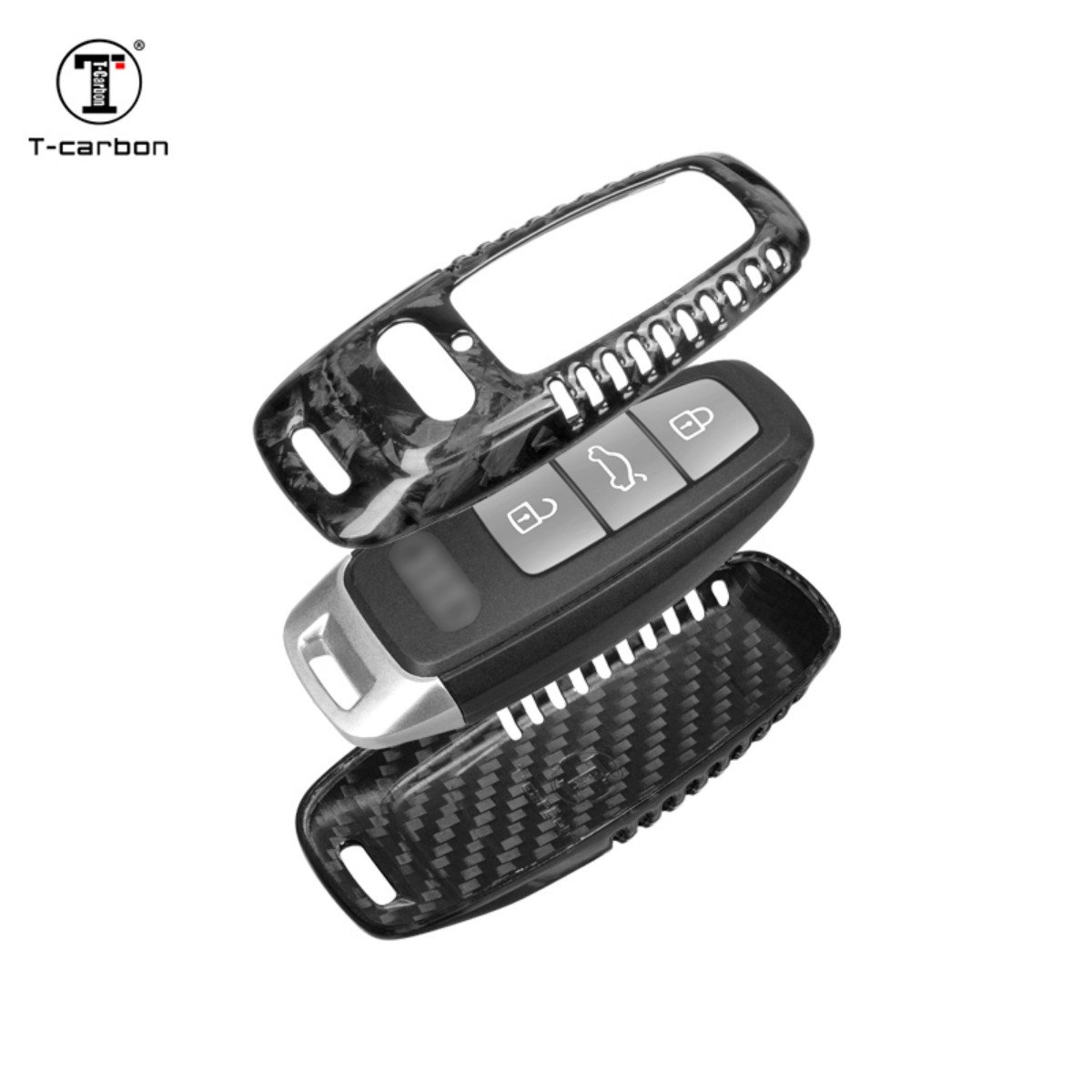 Car Accessories 2023 New Car Key Case Cover Forged Fiber Key Covers Fit For Audi New A6 A7 A8 T-carbon Car Key Case