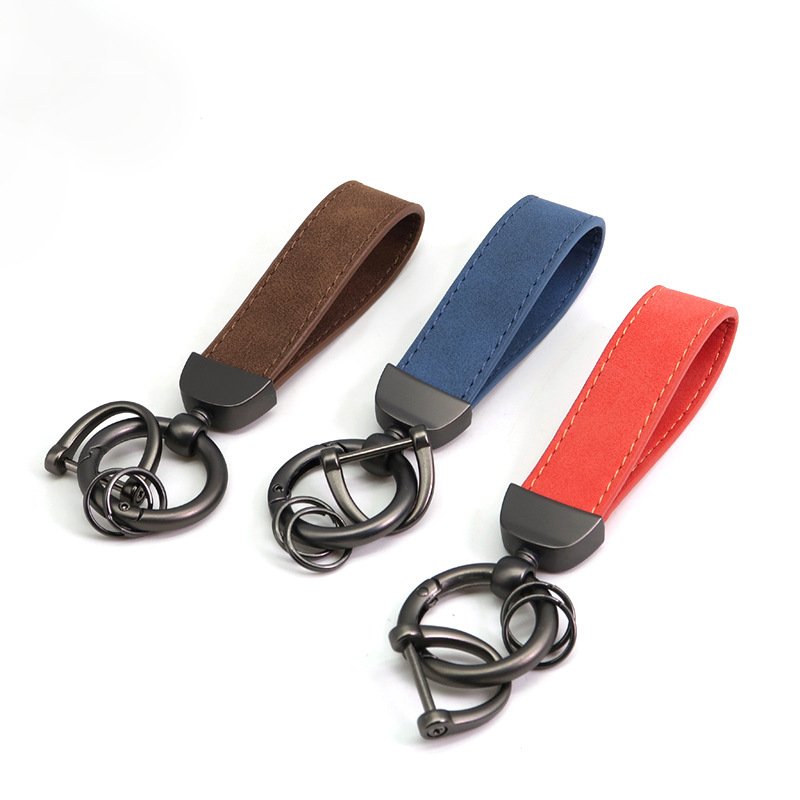 wholesale 360 Degree Rotatable Snap Swivel Leather Car Keychain Accessories Key Ring metal key chains