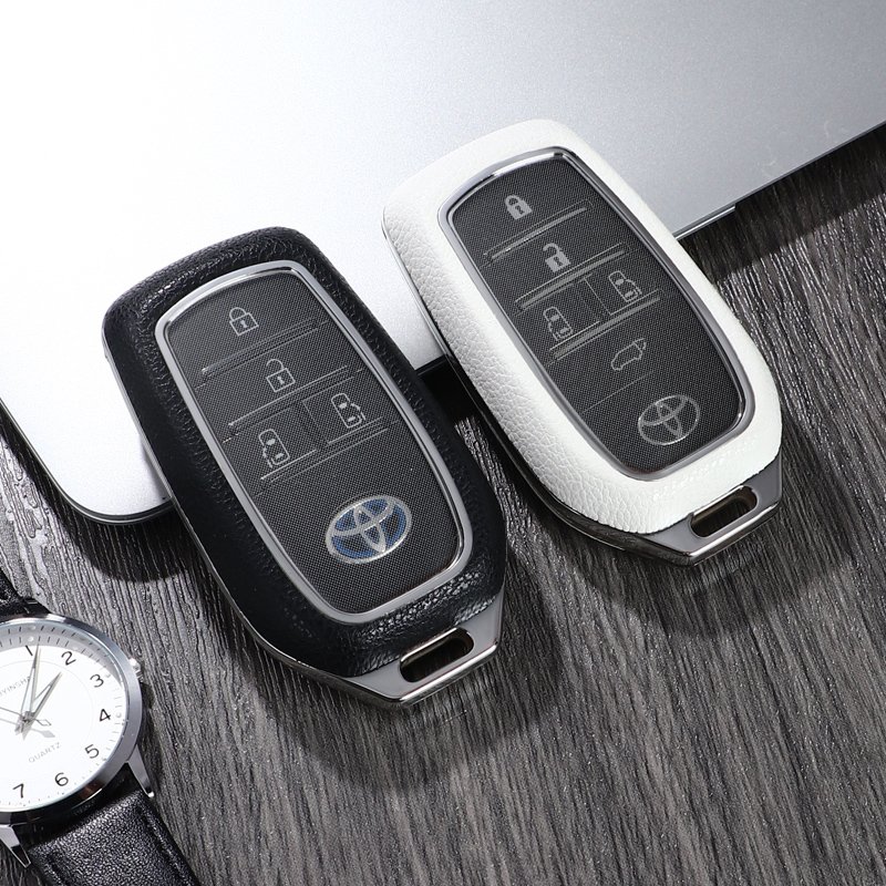 For Toyota leather Key Fob Cover 3/5 button key shell fit for Toyota Alphard/Vellfire/Land Cruiser key cover car key case