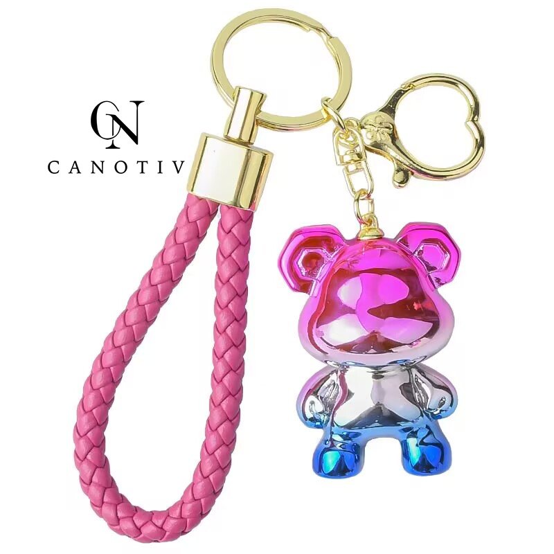 High Quality Cool Fashion Men Braided Rope Leather Car Key Rings Gold Metal Keychain Bag Accessories