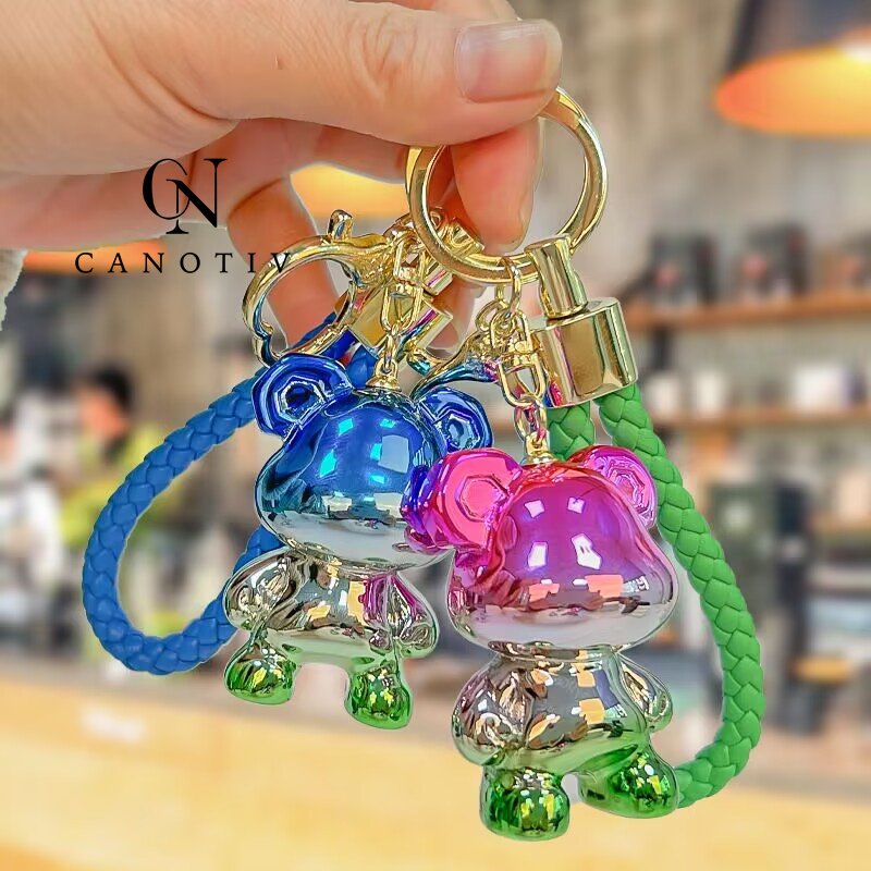 High Quality Cool Fashion Men Braided Rope Leather Car Key Rings Gold Metal Keychain Bag Accessories