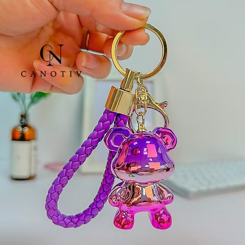 High Quality Cool Fashion Men Braided Rope Leather Car Key Rings Gold Metal Keychain Bag Accessories