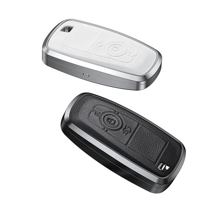Car Accessories Remote Key Fob Holder Aluminum Alloy genuine Leather Car Key Cover Hot Sale Fashion Key Case Shell for Ford