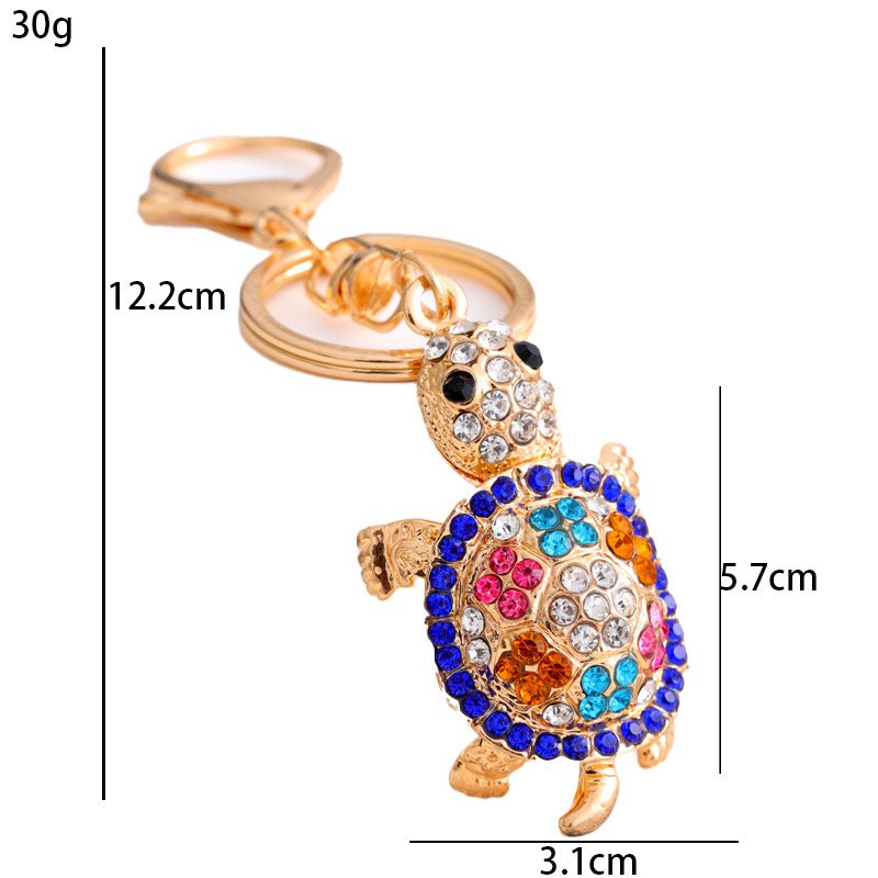 Sea Animal Metal Key Chains Pendant Cute Crystal Rhinestone Keychains Turtle Crab Dolphin Keychain Fashion Women Bag Accessories