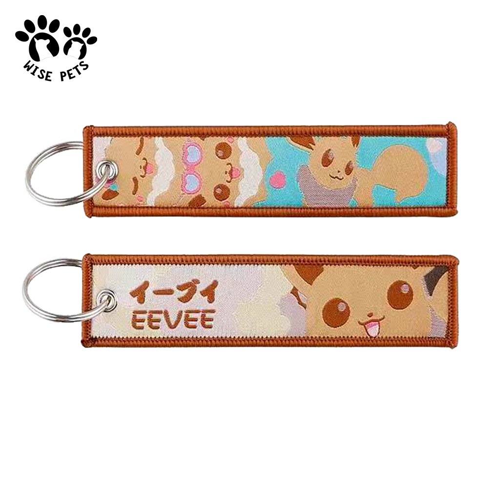 Personalized blank custom print logo embroidery fabric woven keyring fob key tag airplane jet tag embroidered airline keychain
