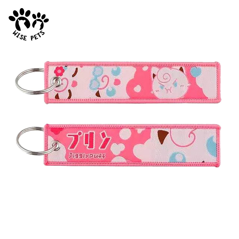 Personalized blank custom print logo embroidery fabric woven keyring fob key tag airplane jet tag embroidered airline keychain