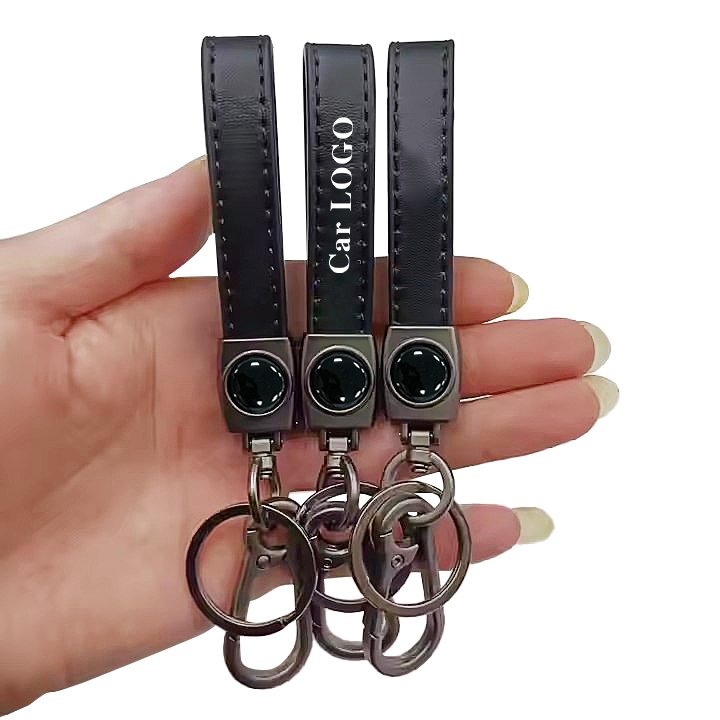 Factory Custom Logo Luxury Pu Leather Car Key Chain Ring Accessories Men Women Auto Logos Keychain