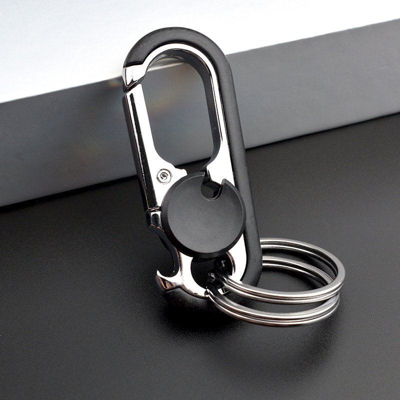 Hot Selling Creative Multifunctional Metal Keychain Business Key Pendant with Anti-Lost & Bottle Opener Features for Men