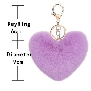 Women's Heart Puffball Keychain Faux Fur Pom Pom Keyholder Bag Accessory Keyring Keychain Pompom